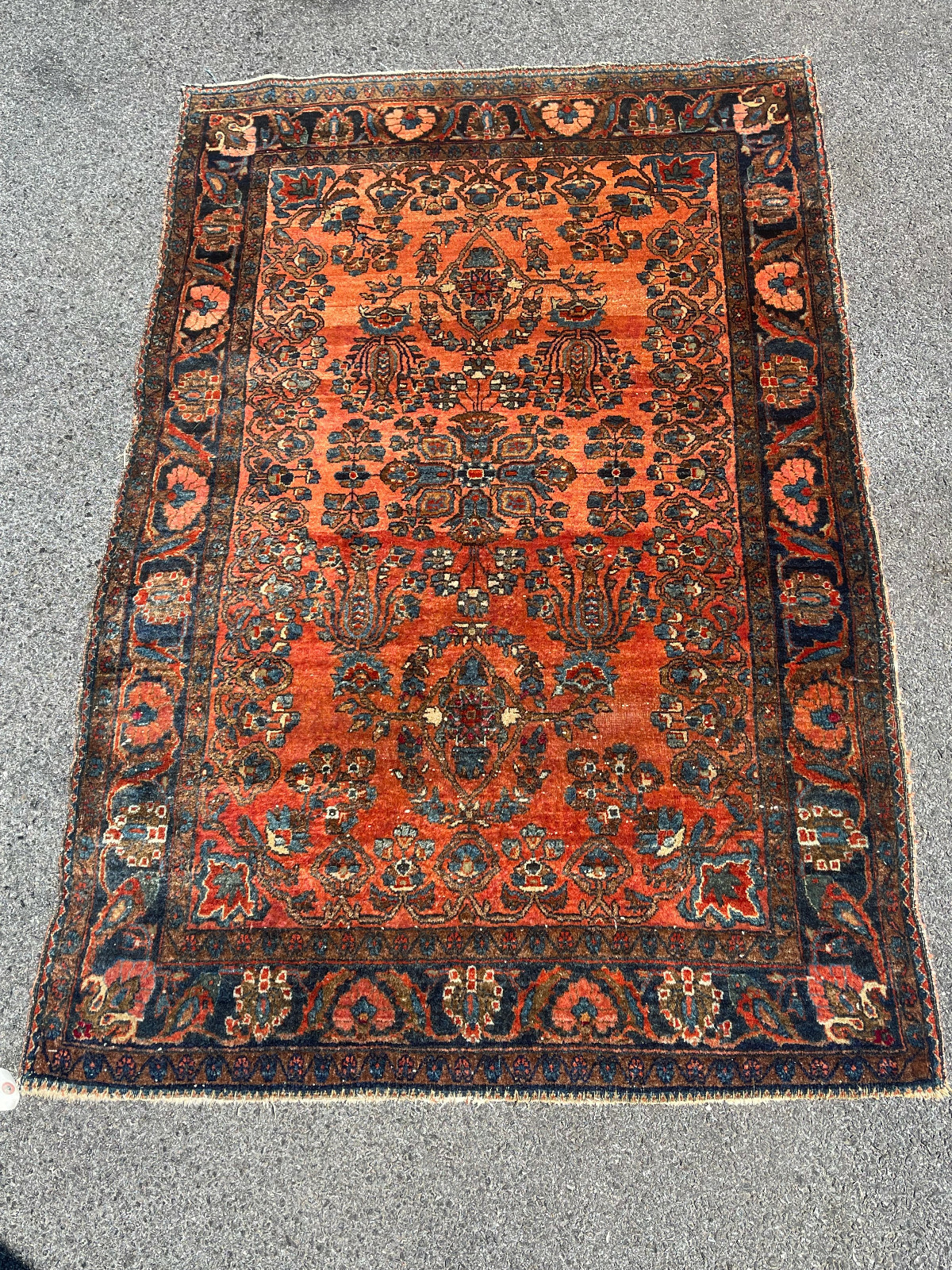 ANTIQUE AMERICAN SAROUK RUG 3’5″x5′ FT CIR 1900
