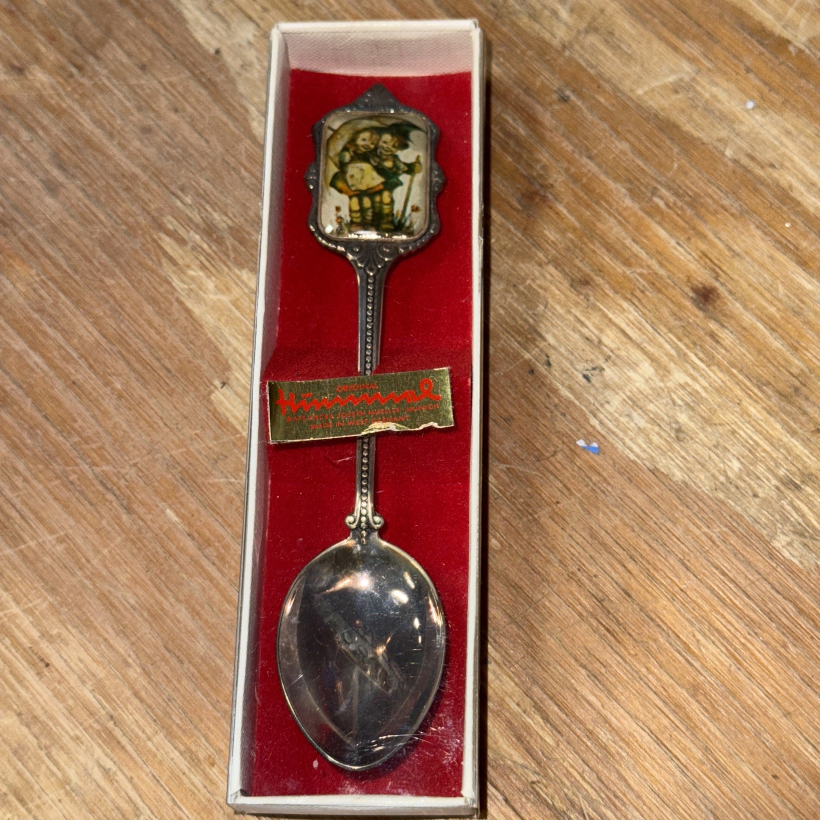 Hummel Silver Plate Spoon 1st Edition 1980 Vintage Germany Boy Girl Umbrella NOS