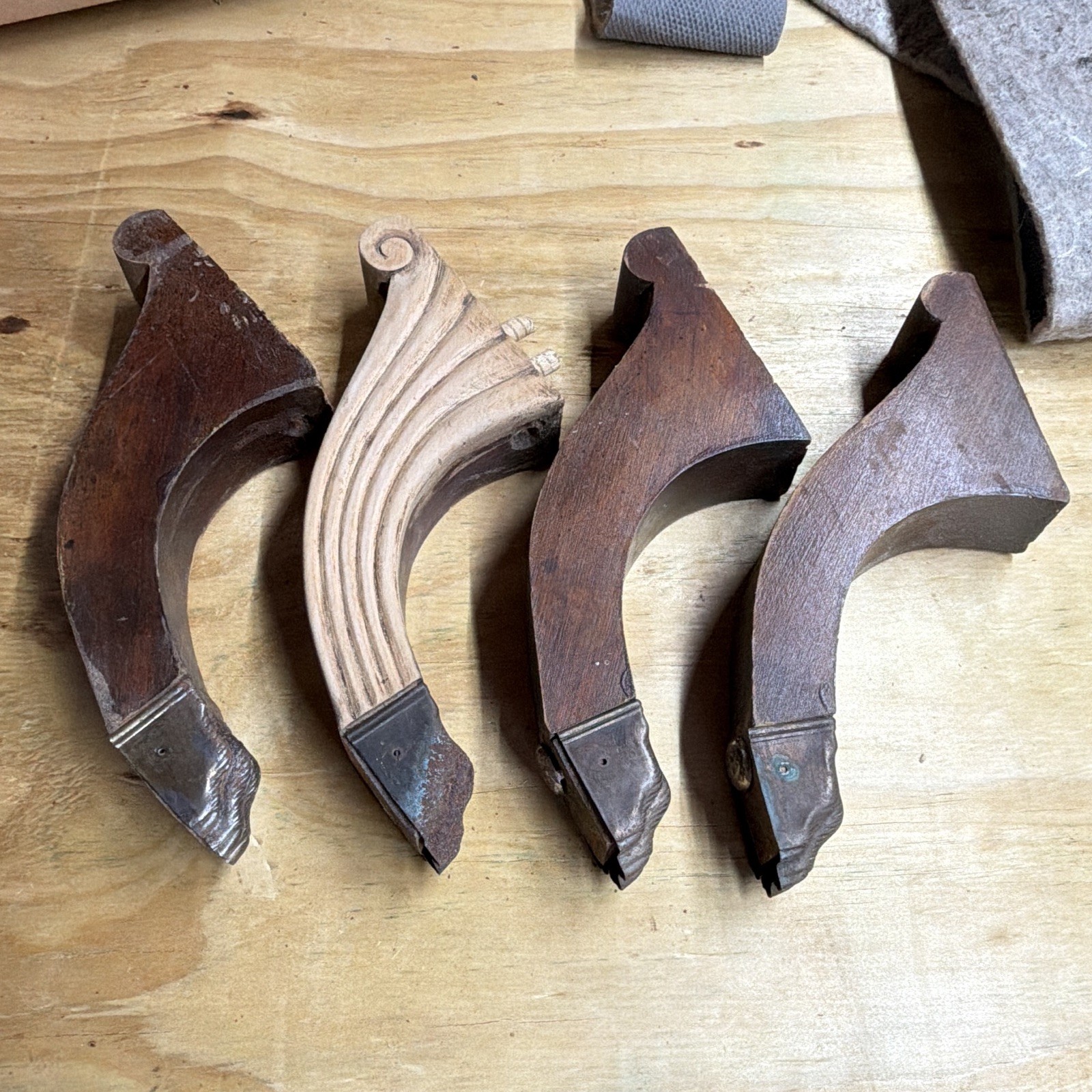 Carved Claw Furniture Feet Set of 4 Brown Wood Replacement Legs with Carvings