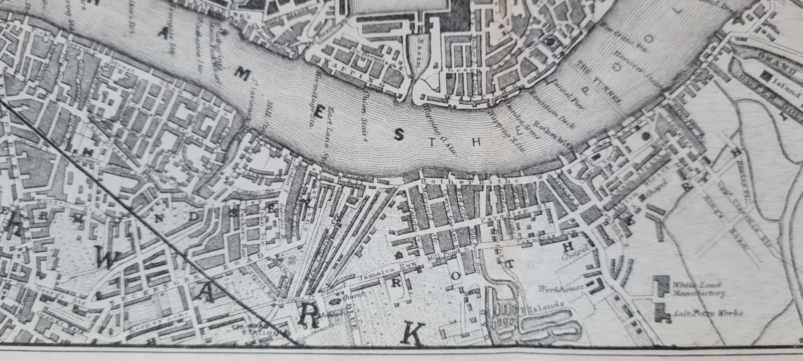 Antique 1850 map – Eastern London – C. Knight – Hackney – Docks – Bow – Stepney