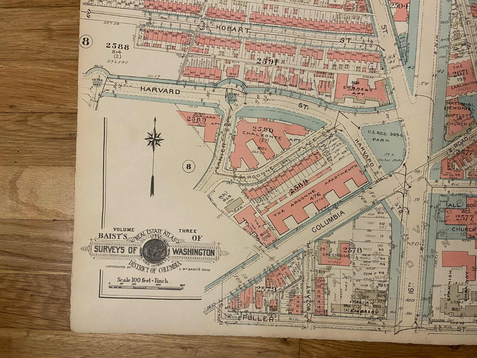 Detailed large plat map. Dennison Neighborhood (PLAN 10) Washington D.C. 1931