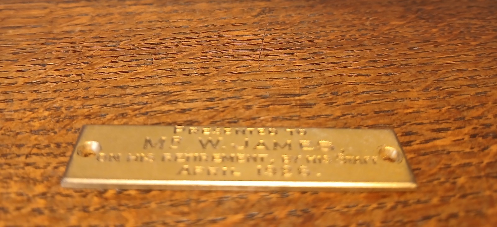 Antique Brass Gilded Presentation Plaque. C.1920