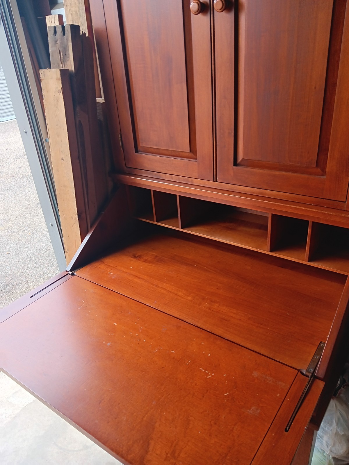 Ethan Allen Drop Secretary Desk & Top Hutch