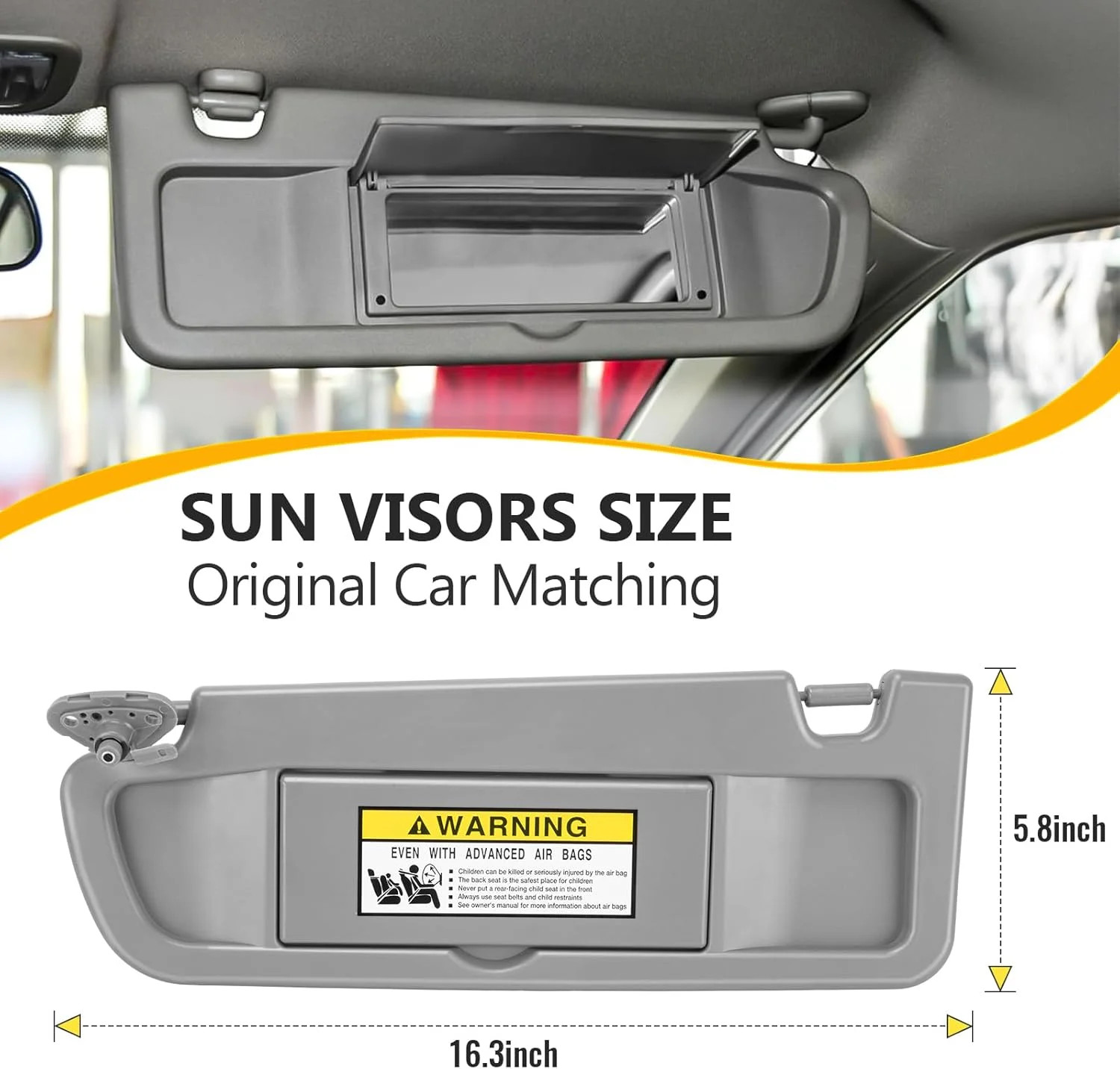 Driver Sun Visor and Passenger Side Visor Replacement for Honda Civic 2006 2007