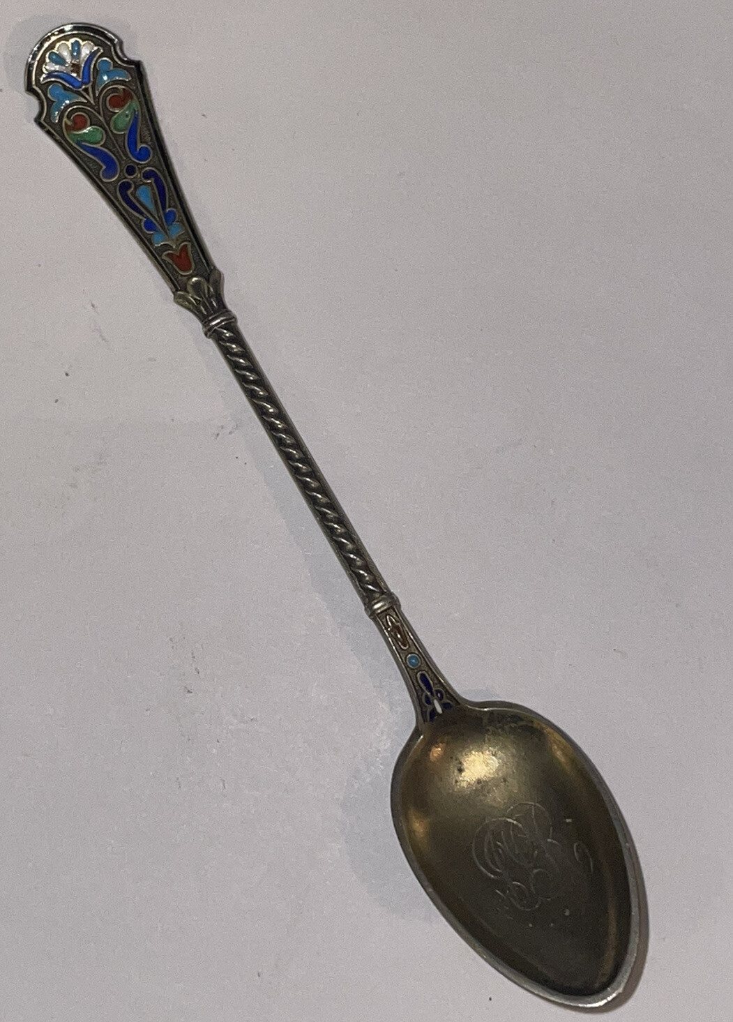 David Andersen 925 Sterling Silver Enameled Spoon 4 1/2” 11 Grams Monogram