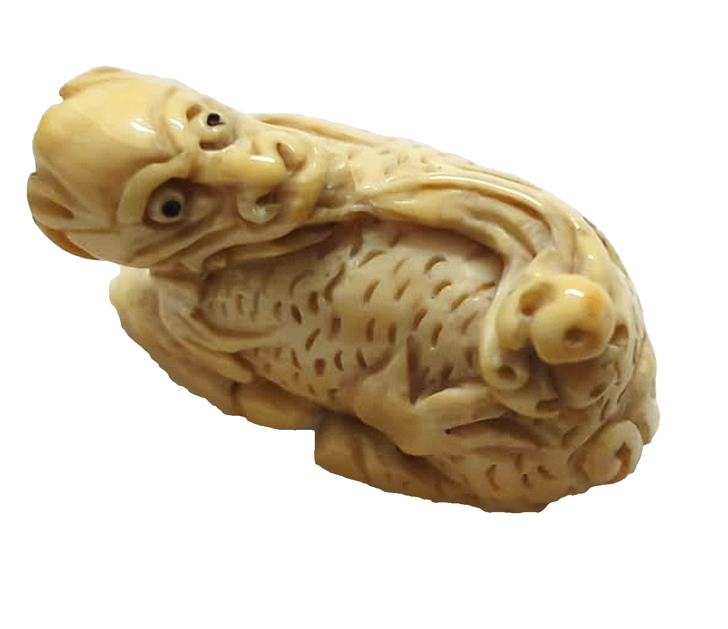 Vintage Japanese Netsuke – Hand-Carved Mythical Kirin – Natural Organic Material