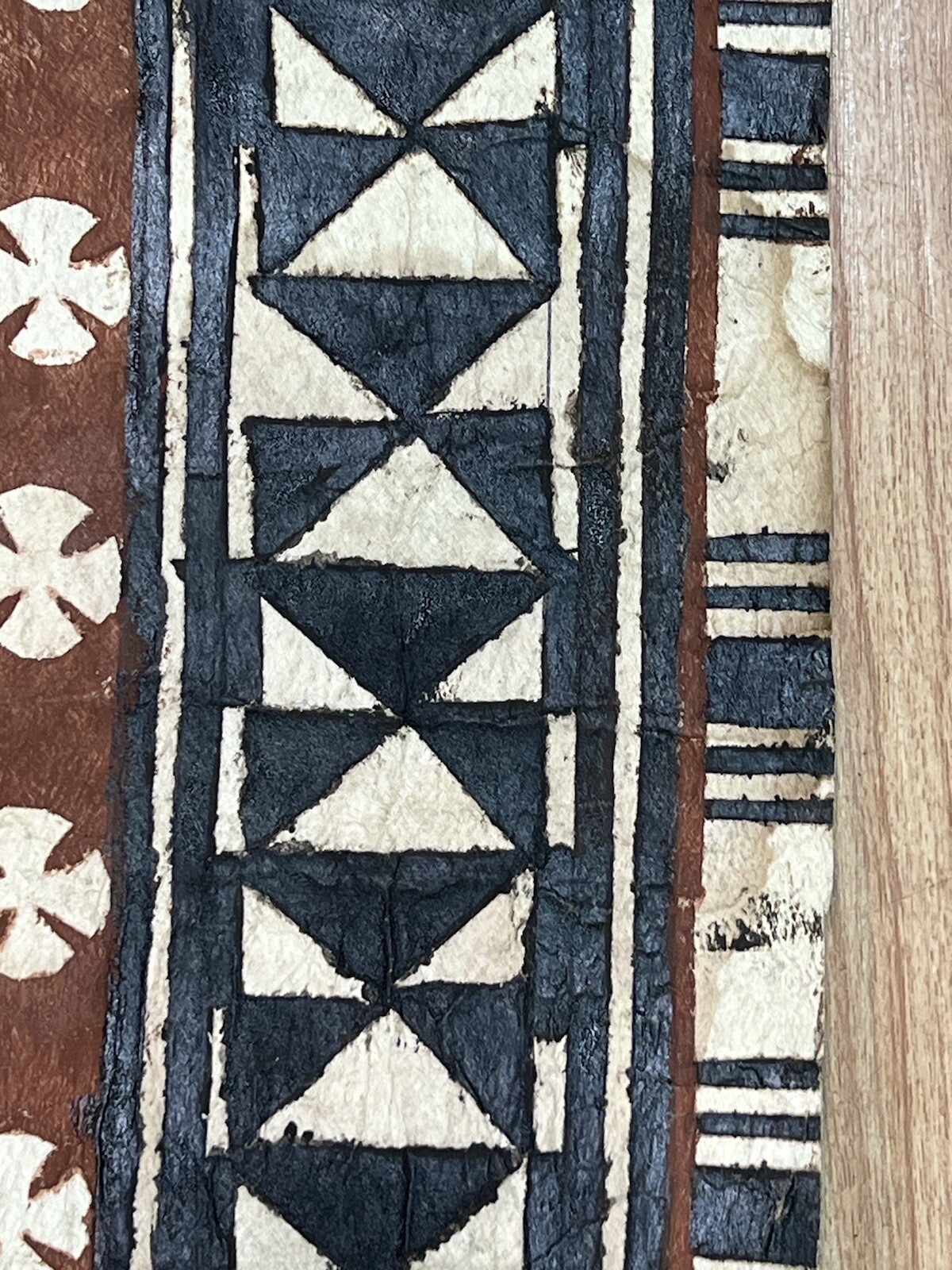 Pacific Islands Samoa Tuvalu Polychrome Bark cloth Floor Mat 20th C small #3