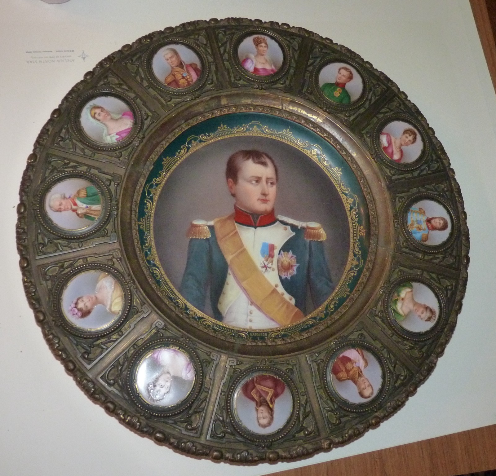 Vienna Austria Napoleon Bonaparte Table Top, Plaque, 12 Smaller Plaques, 19th C.