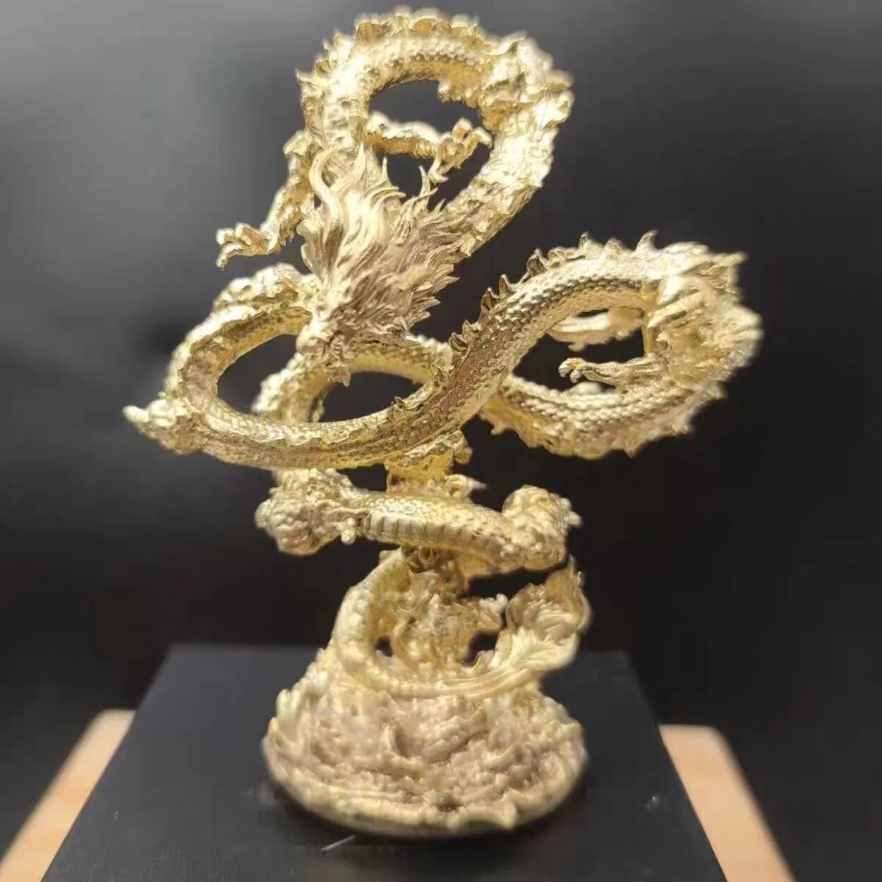 Vintage Pure Solid Copper Engraving Chinese Fierce Dragon Realistic Ornaments