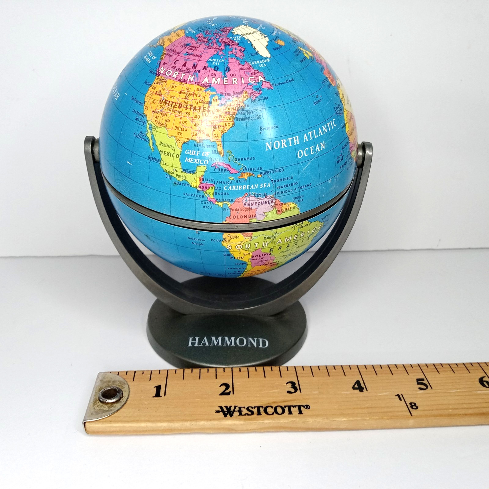 Vintage Late 90s Hammond Mini Globe Blue Ocean Swivel &Tilt Desktop Office Decor