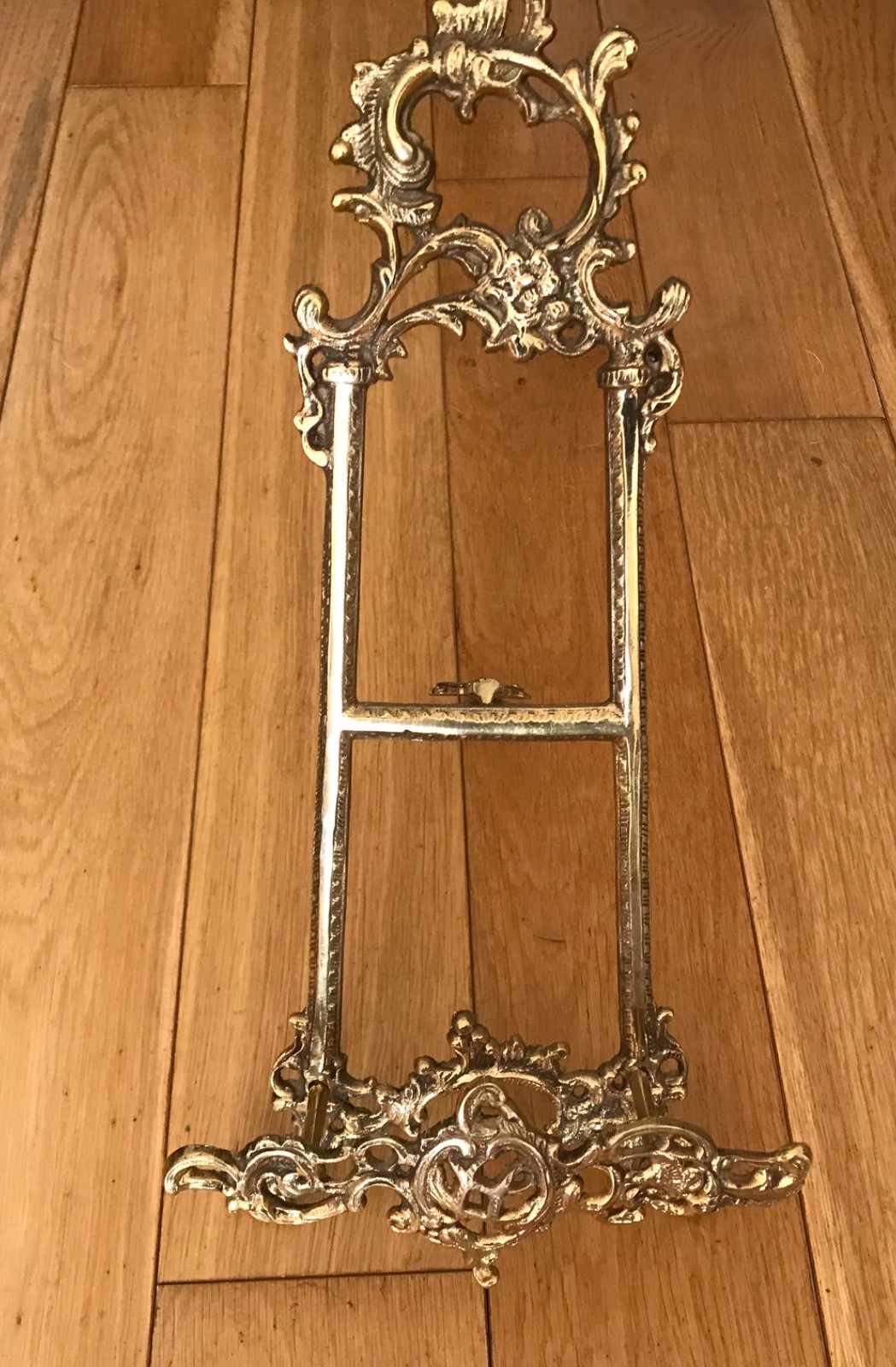 Antique Rococo Style Solid Brass Easel 40cm x 19cm x 6.5cm (Above Cages)