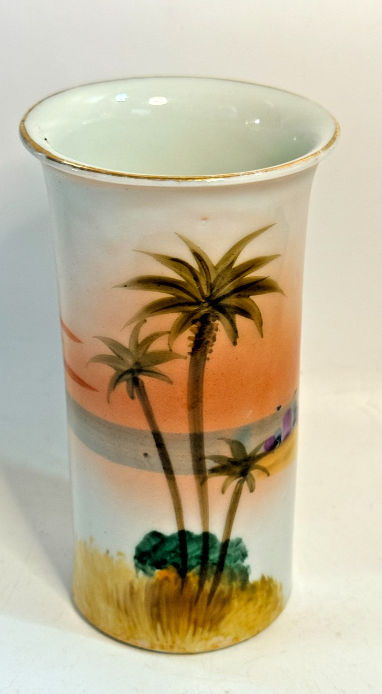 Vintage Japan palm tree Bud vase Beach (A)