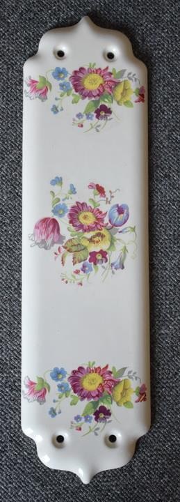LOVELY VINTAGE MULTI-COLORED FLORAL MOTIF ON CREAM FLORAL DOOR PLATE