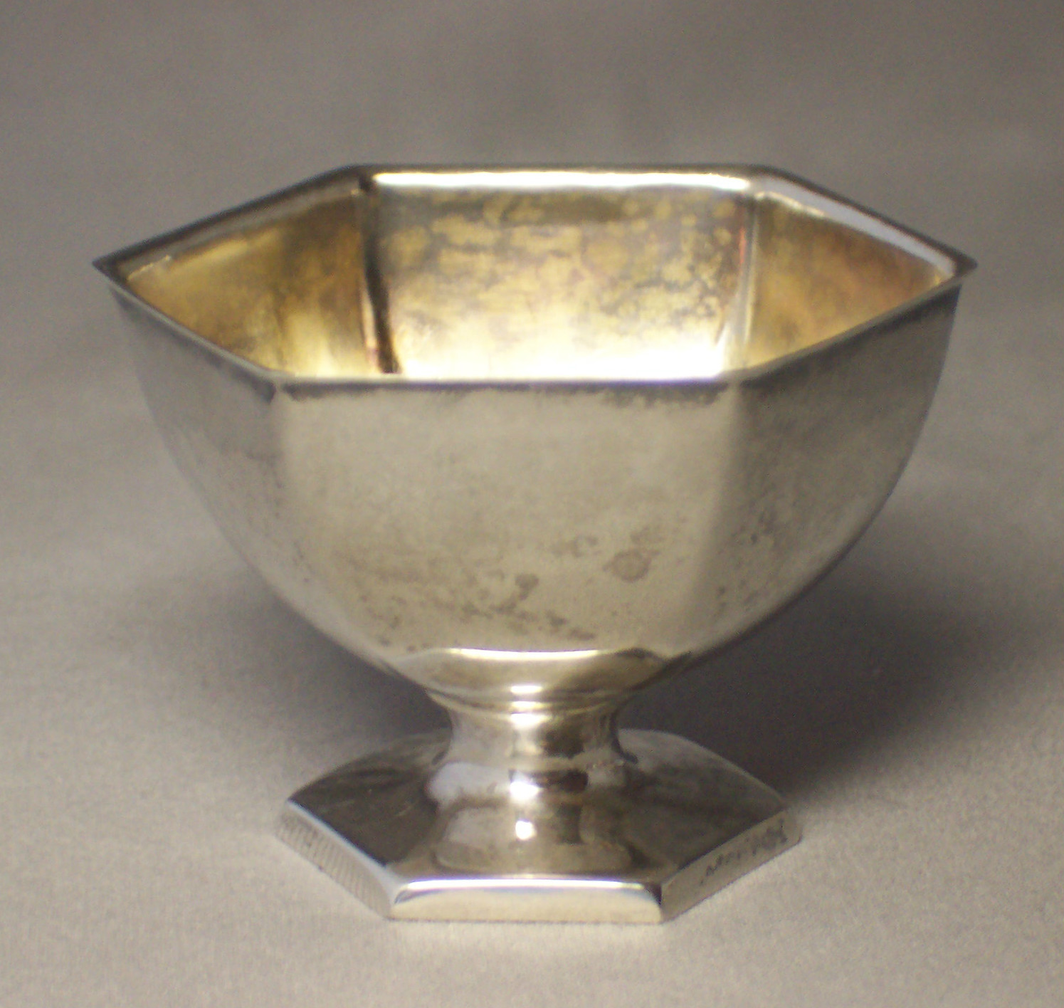 ANTIQUE STERLING SILVER ROGER WILLIAMS 6-SIDED SALT CELLAR PEDESTAL c.1900-1913