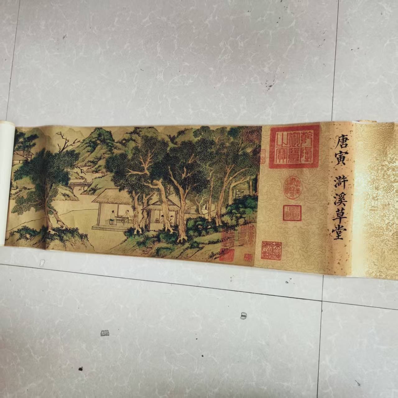 China Old Scroll Painting,Tang Yin’s watercolor painting ‘Xu Xi Thatched Cottage