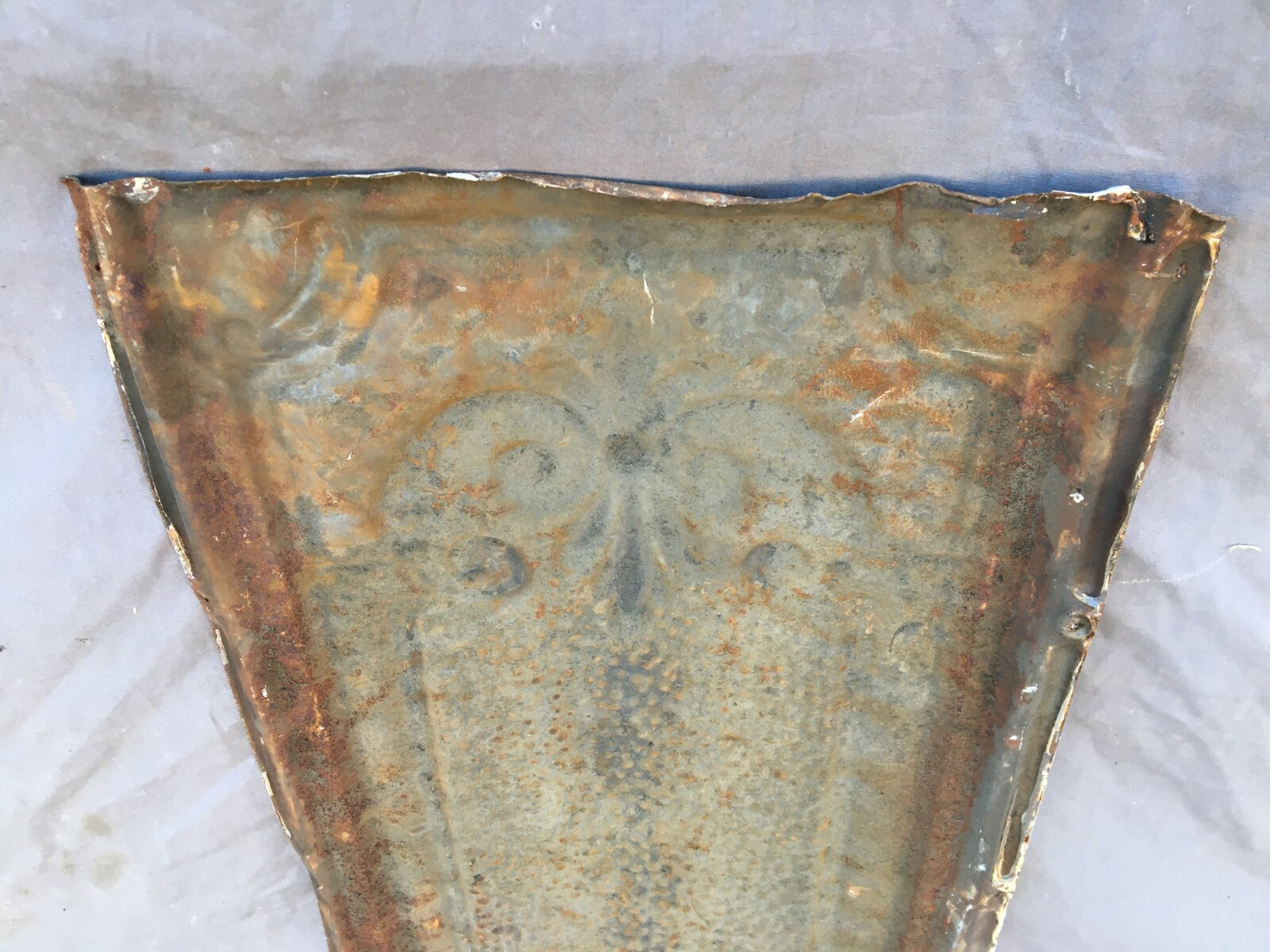 Antique Decorative Tin Metal Ceiling 13″ x 24″ Shabby VTG White Chic 241-25B