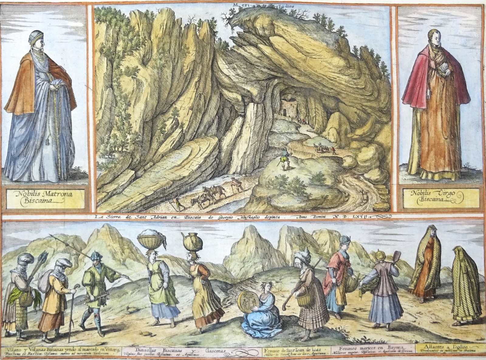 Spain, Basque Country, Braun & Hogenberg, 1598, La Sierra de Sant Adrian en Bisc