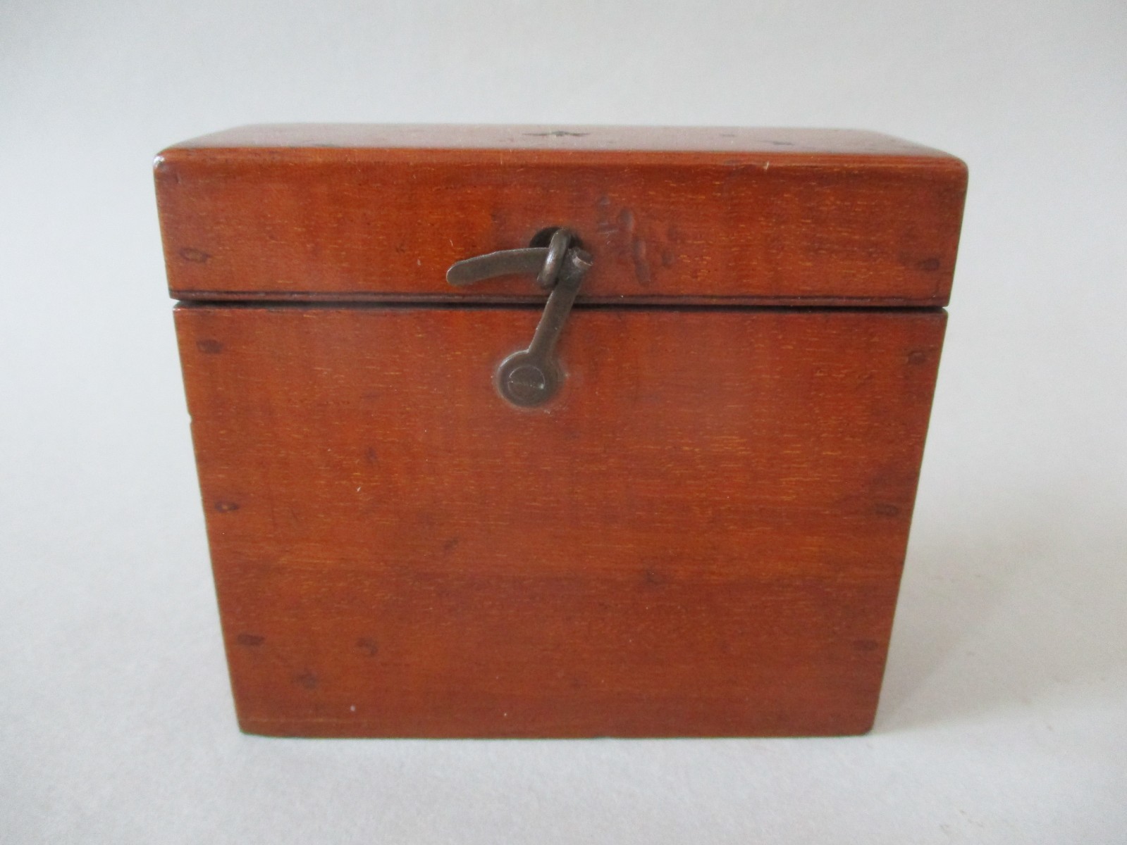 A Small Antique Mahogany Wooden Box with Lid & Catch, Playing Cards, Cigarettes?