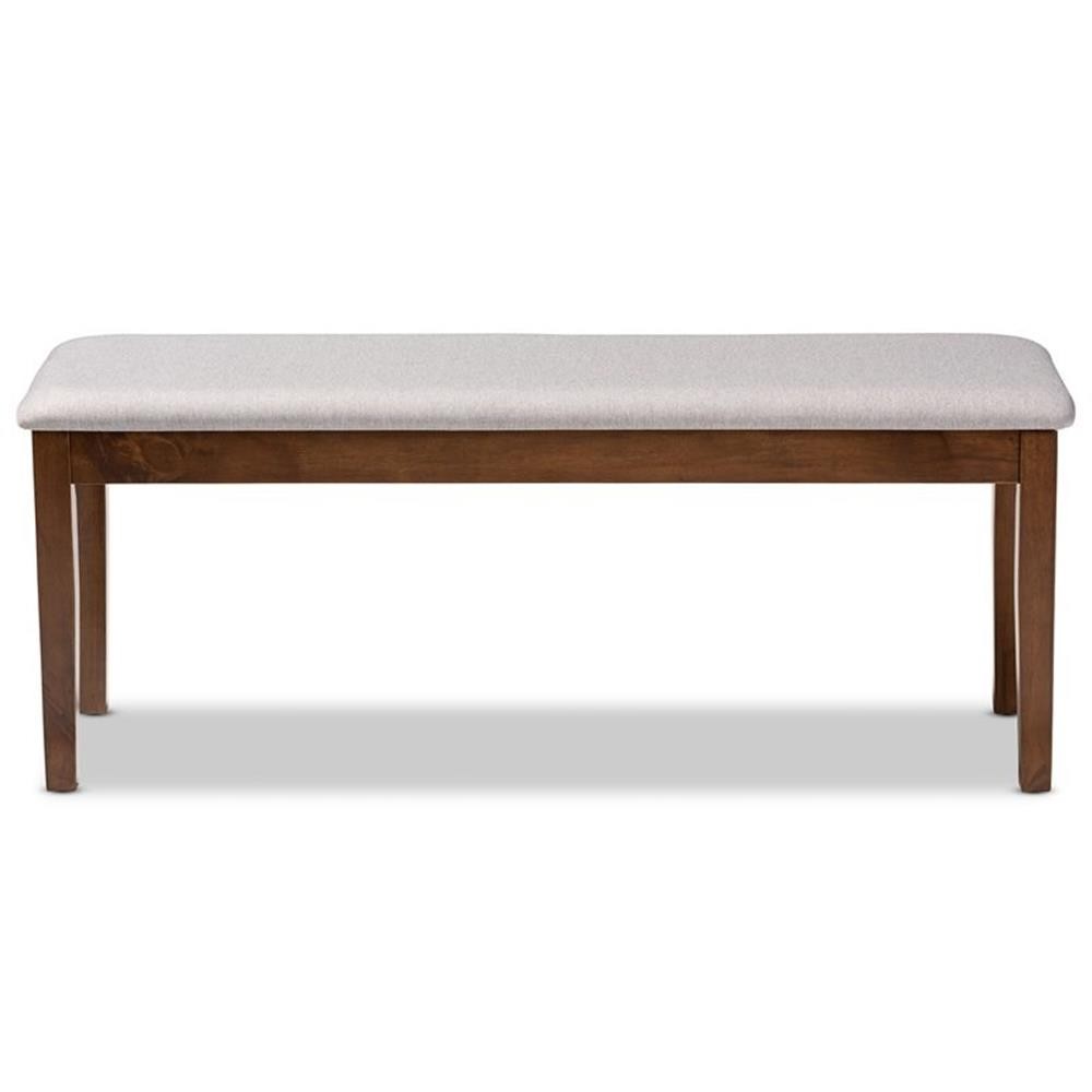 Baxton Studio Teresa Gray Fabric and Walnut Finished Wood Dining Bench