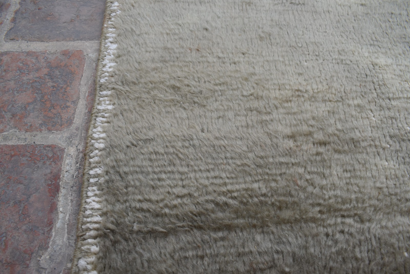 Handmade Moroccan Wool Area Rug Muted Beige Geometric Tribal Accent Modern