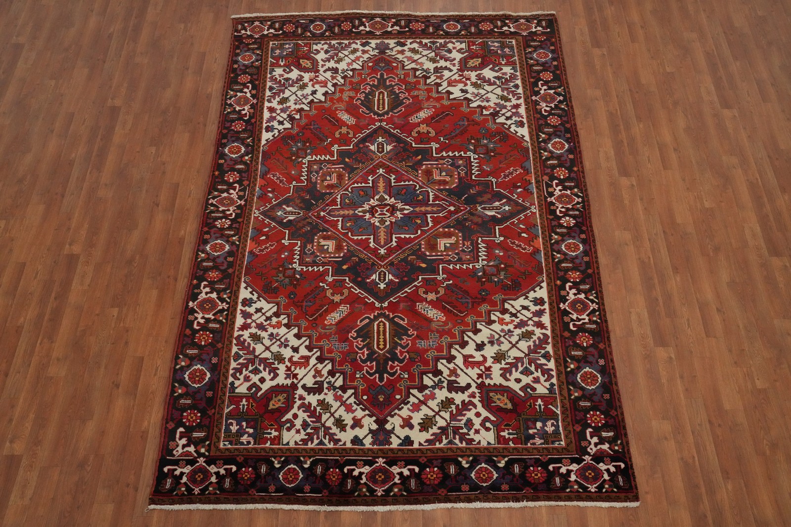 Traditional Rust Wool Hand-knotted Vintage Geometric Living Room Rug 7×10 Carpet