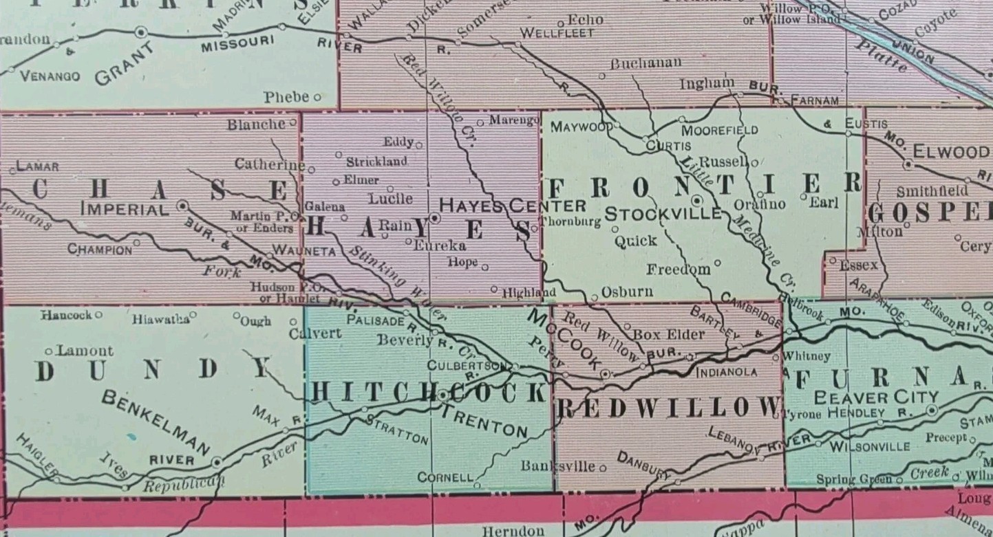 Vintage 1905 NEBRASKA Map 14″x22″ Old Antique Original NORTH PLATTE KIMBALL NE
