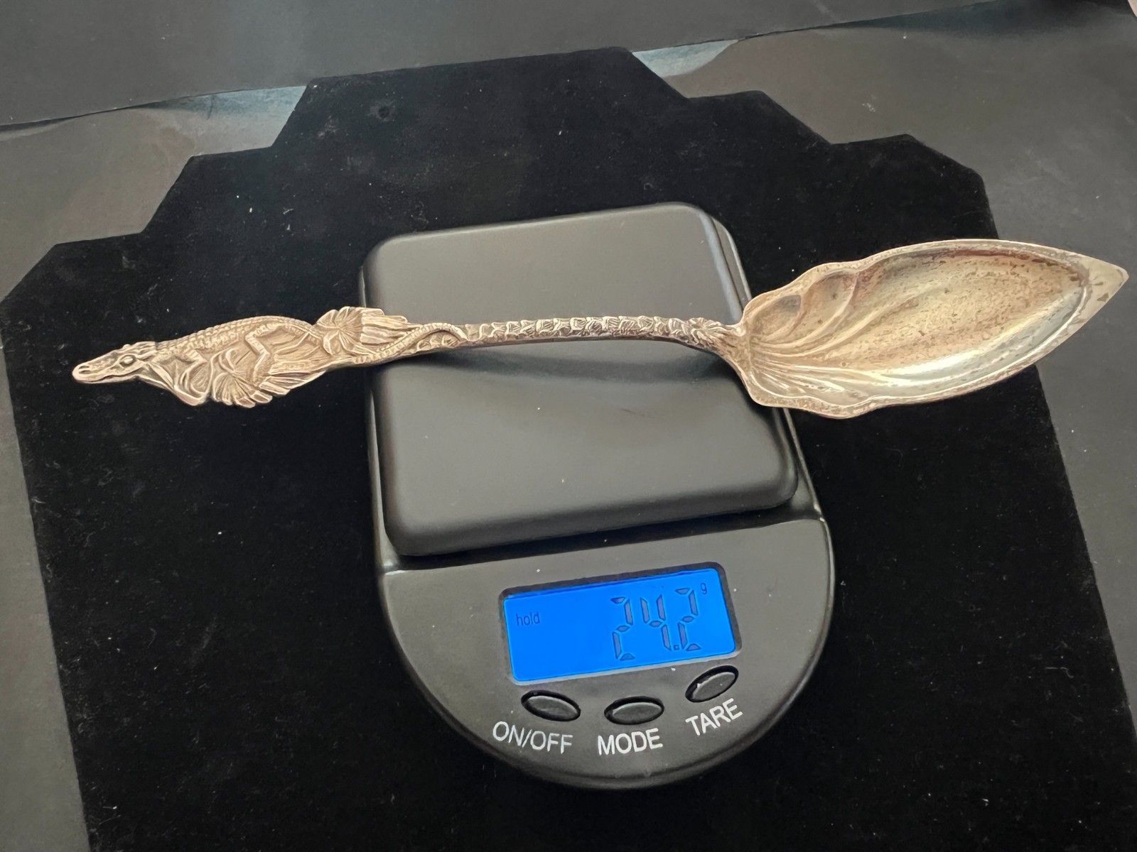 ALLIGATOR PALM BEACH 1909 FLORIDA STERLING SILVER SOUVENIR SPOON 24.2 Grams
