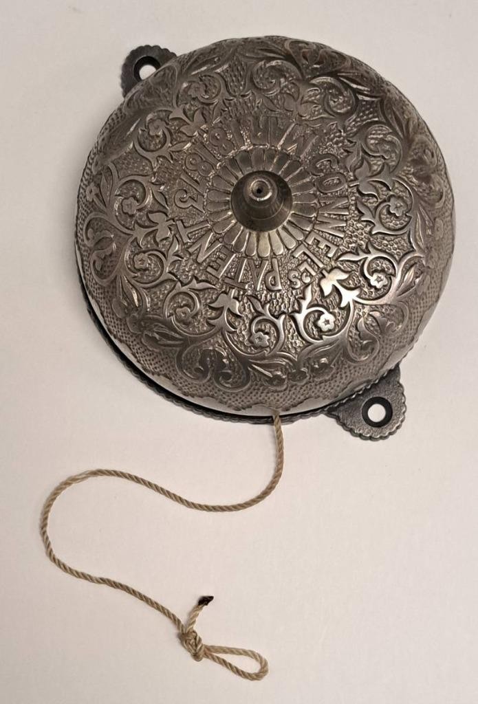 Antique Nickel Plated Victorian Mechanical Doorbell Connell’s Patent Dated 1873