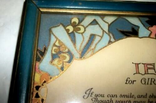 1920s Art Deco Poem Print IF For Girls Wilbur Nesbit Volland Joliet IL Teal
