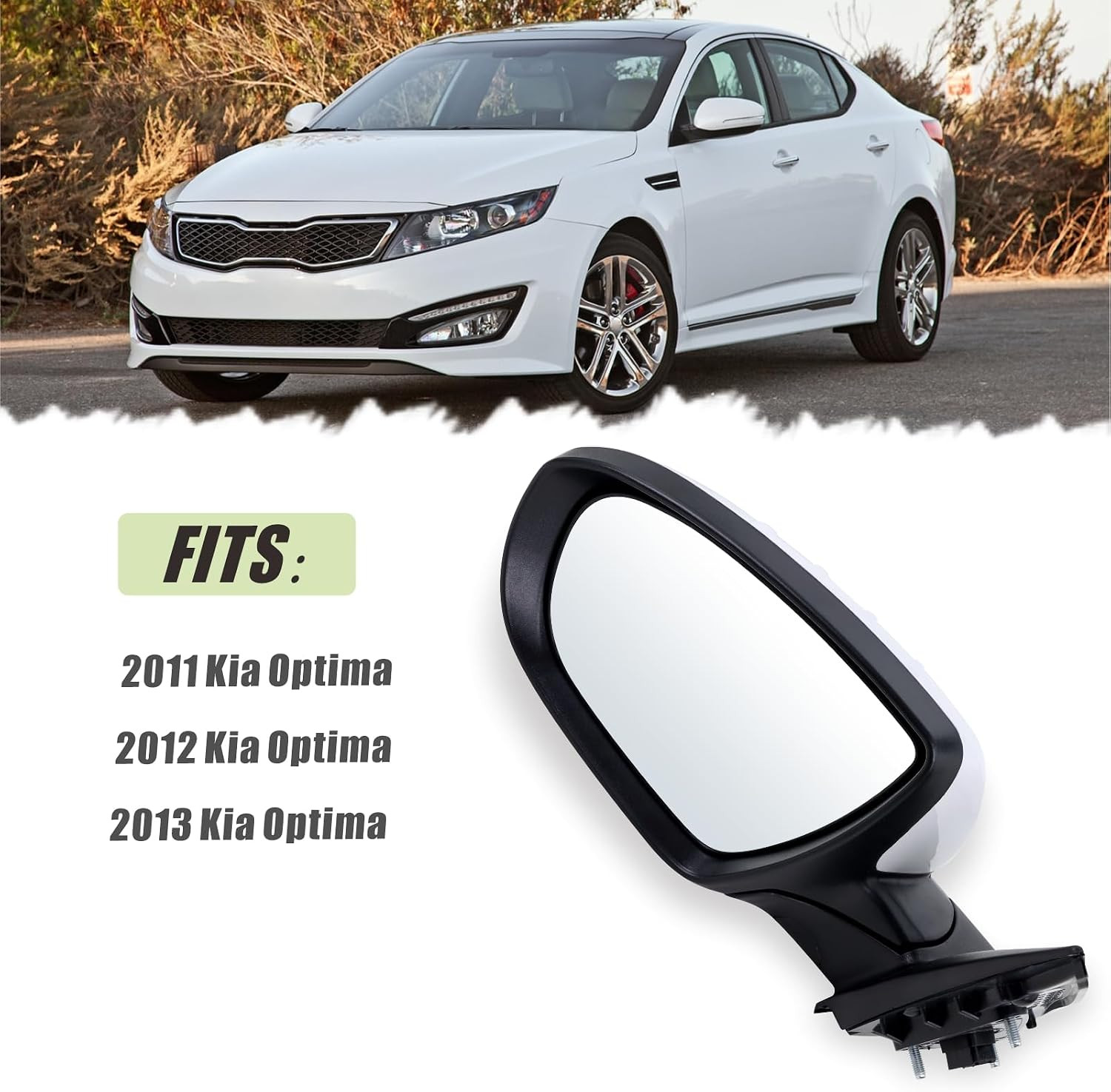 Left Driver Side Mirror Compatible with 2011 2012 2013 Kia Optima with Manual Fo