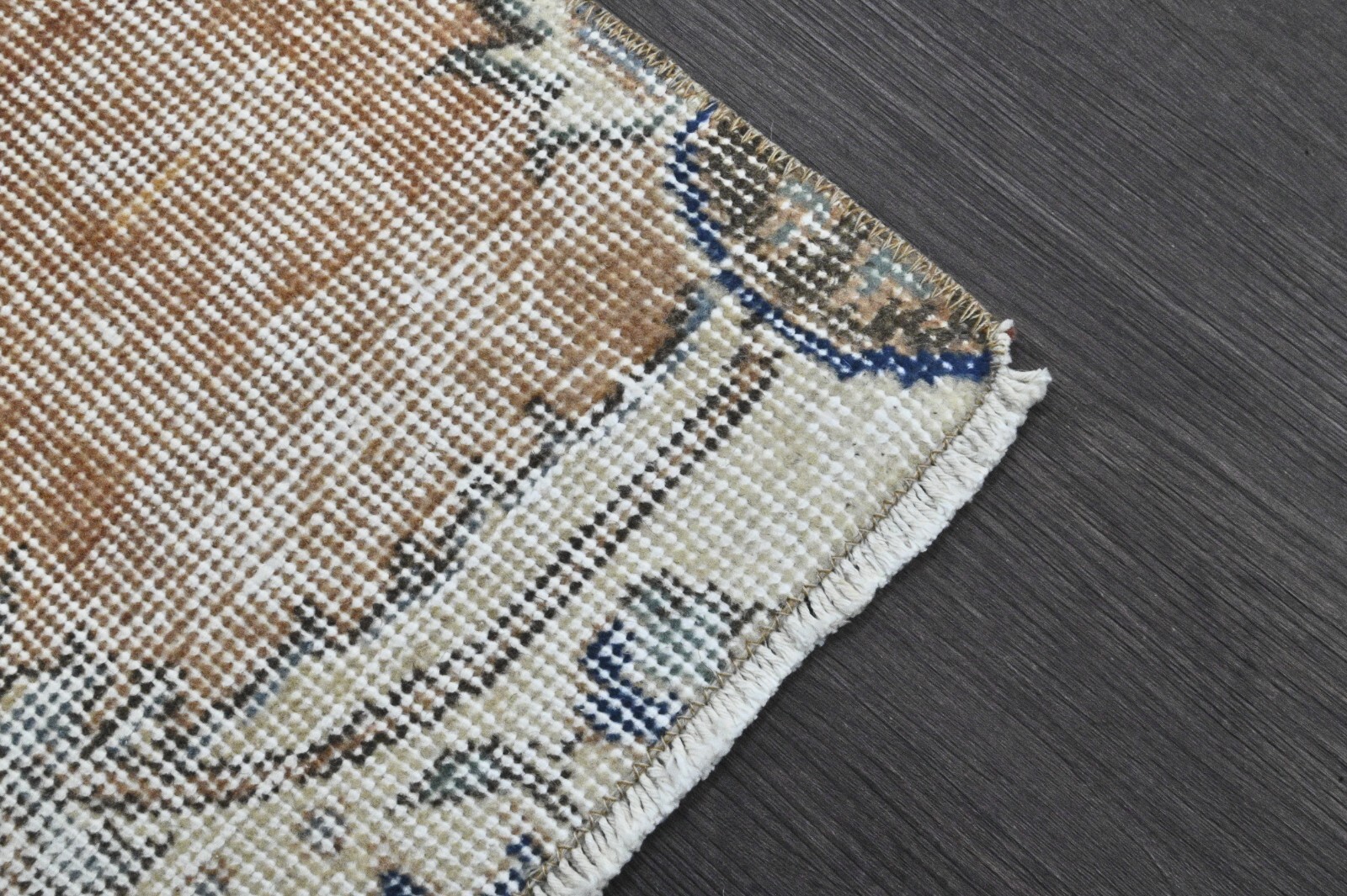 Vintage Turkish Runner Rug 2x9ft BROWNIE Handmade Anatolian Oushak Hallway Wool