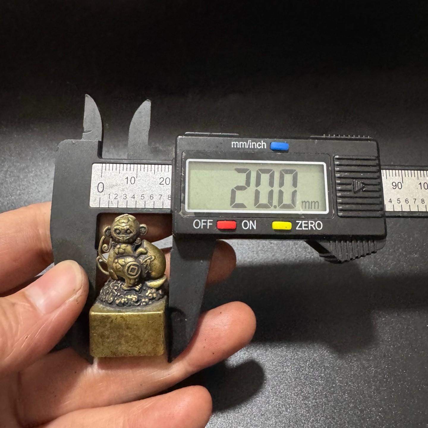 Antique Brass Monkey Figurine Seal,Mini Calligraphy Chop Stamp Desk Decor
