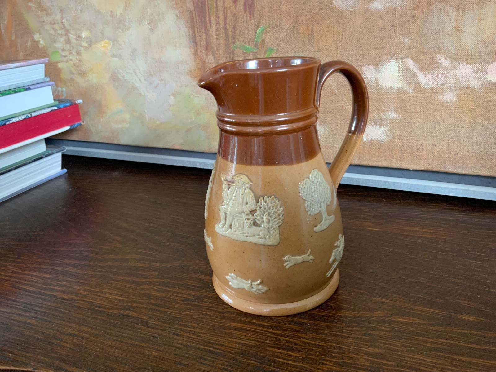 English Victorian Royal Doulton Pottery Jug Creamer Pitcher Circa 1890