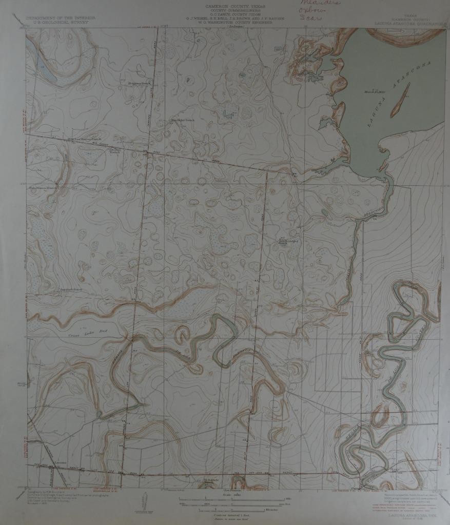 Antique Laguna Atascosa Texas Map Original USGS Topographic Map 1936 16×20