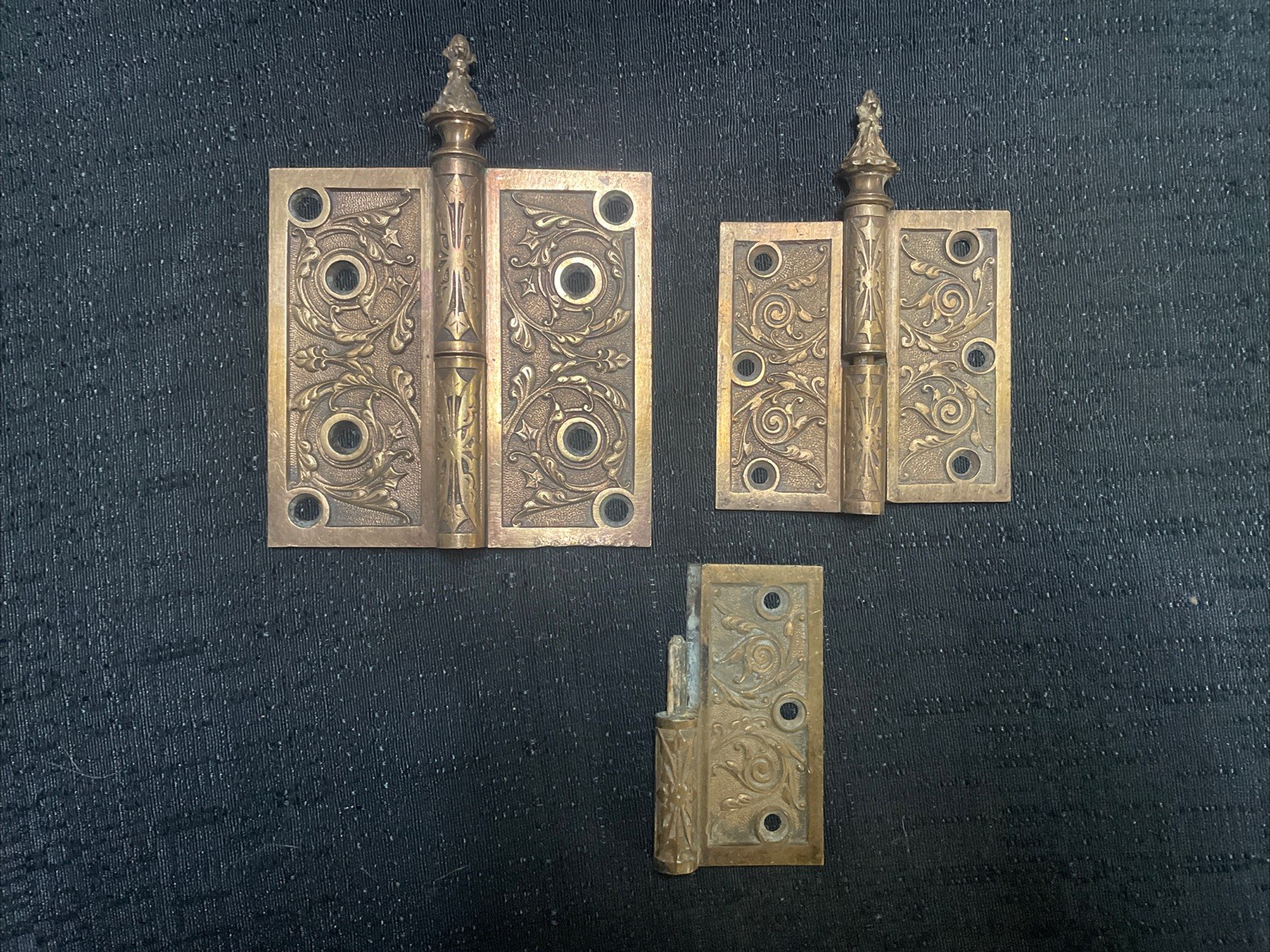 Lot (3) Antique Replacement Matching Wonderful Eastlake Door Hinges Restore