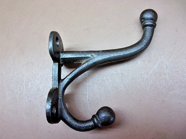 Antique Black Cast Iron Wall Hook 4 1/4″ x 4 1/2″ Rugged Tack Hook Clean & Ready