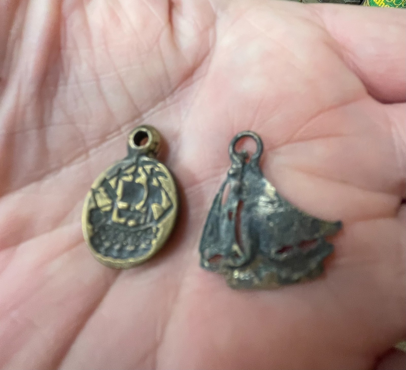 C19th ship captains bronze seal + ship watch fob ? clipper ship ?