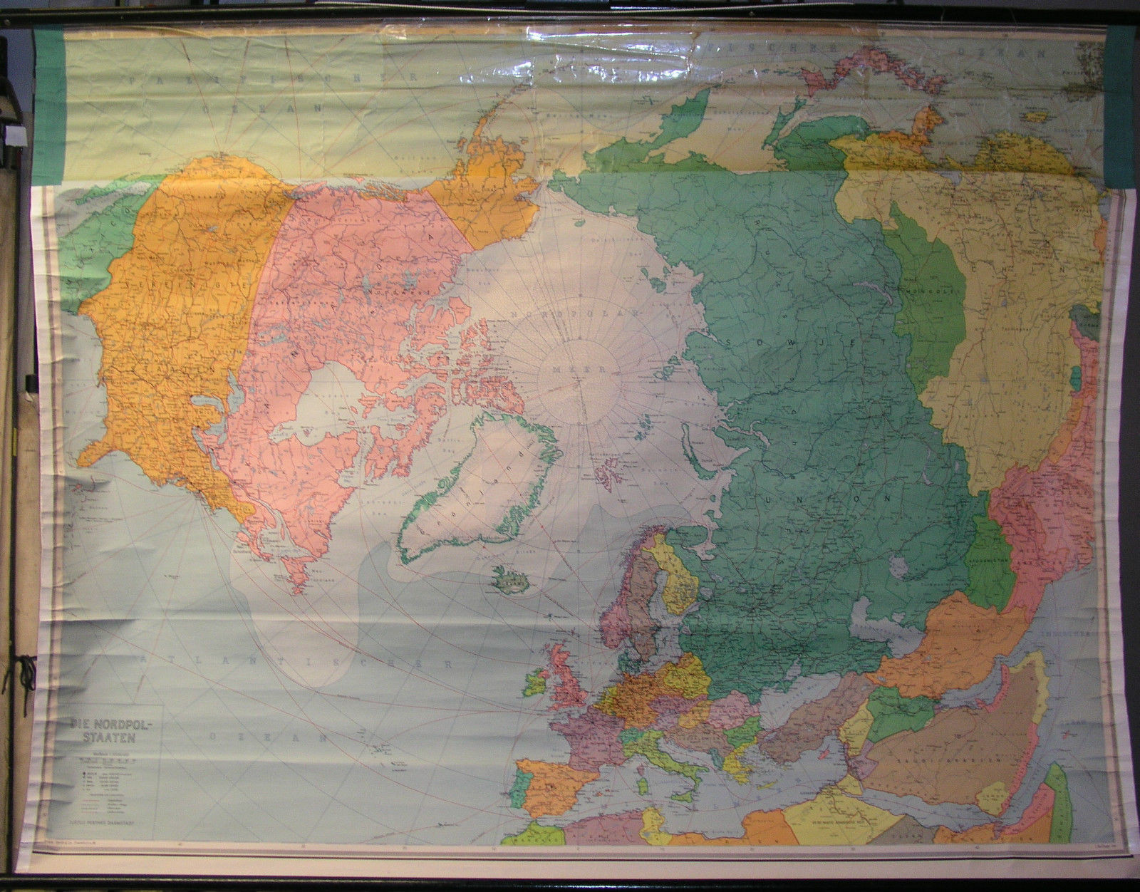 Wall Map School Map North Countries Der Northern Hemishäre 56 11/16×44 1/8in