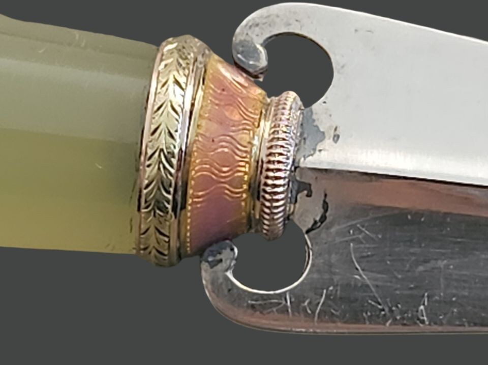Karl FABERGÉ / Michael PERCHIN Gold – Enamel Silver / Bowenite – Letter Opener