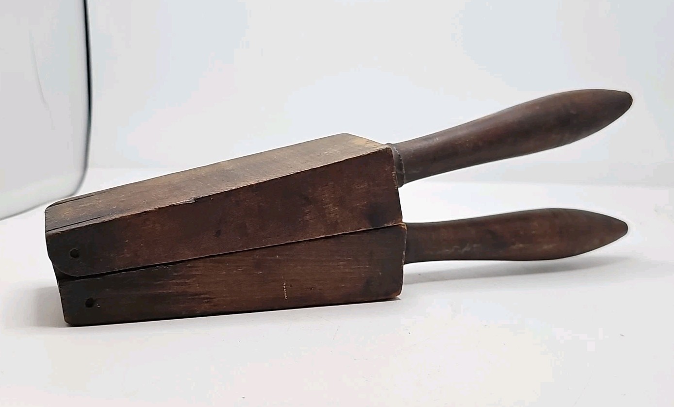 Antique Wooden Primitive Lemon Squeezer Citrus Press Walnut Wood