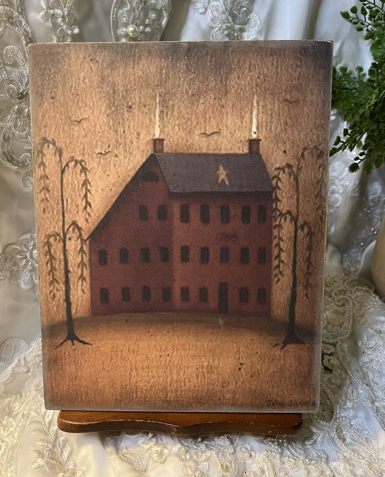 Primitive House, Folk Art, Saltbox House, Handcrafted Plaque / Sign #4