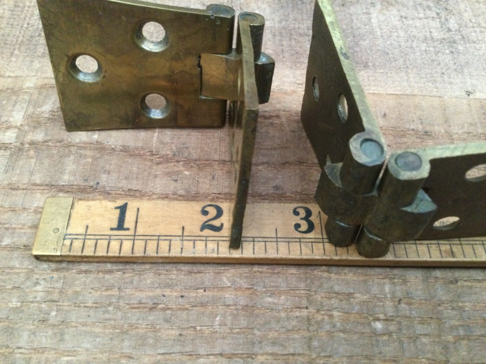 Vintage Reclaimed Pair Solid Brass Hinges
