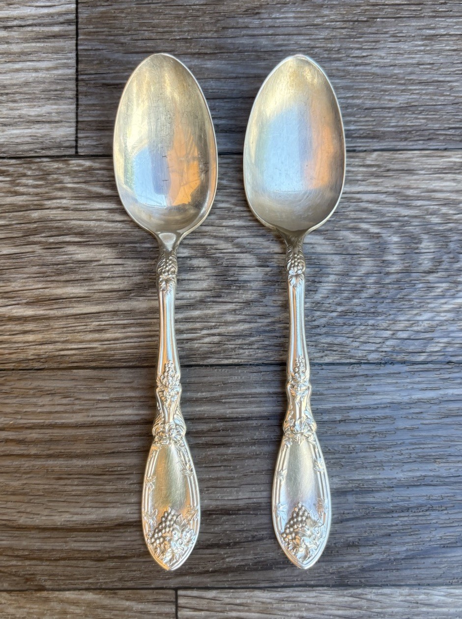 La Vigne 1881 Rogers ART NOUVEAU Silver Plate Teaspoons 6″ Set of 2 – c.1908