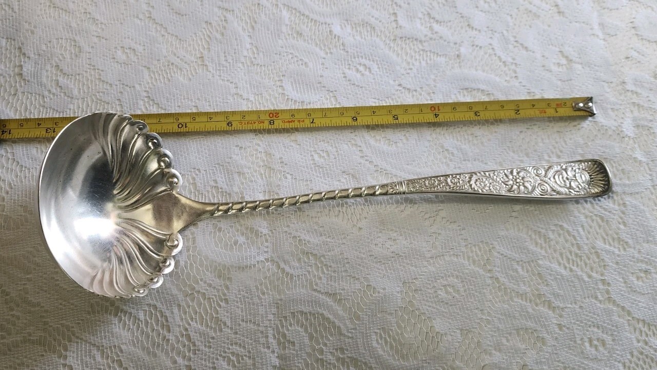 😜 ANTIQUE c1886 ASSYRIAN HEAD PATTERN “12.25” SILVERPLATED SOUP 🍲 LADLE 🔎👀