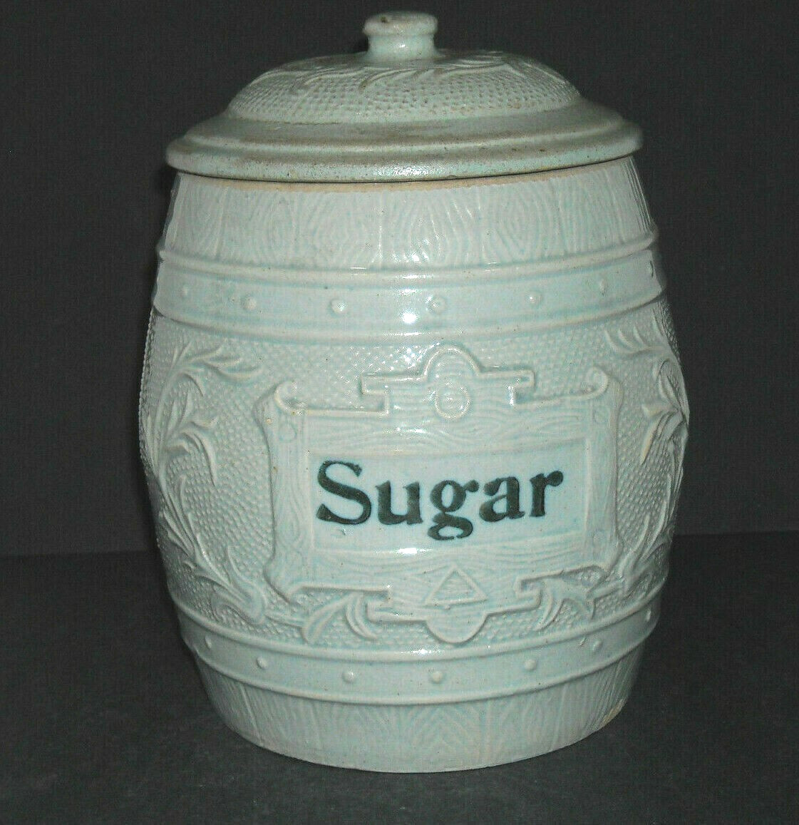Grey Flemish Ware SUGAR Canister w/Lid Robinson Clay Akron Ohio Stoneware