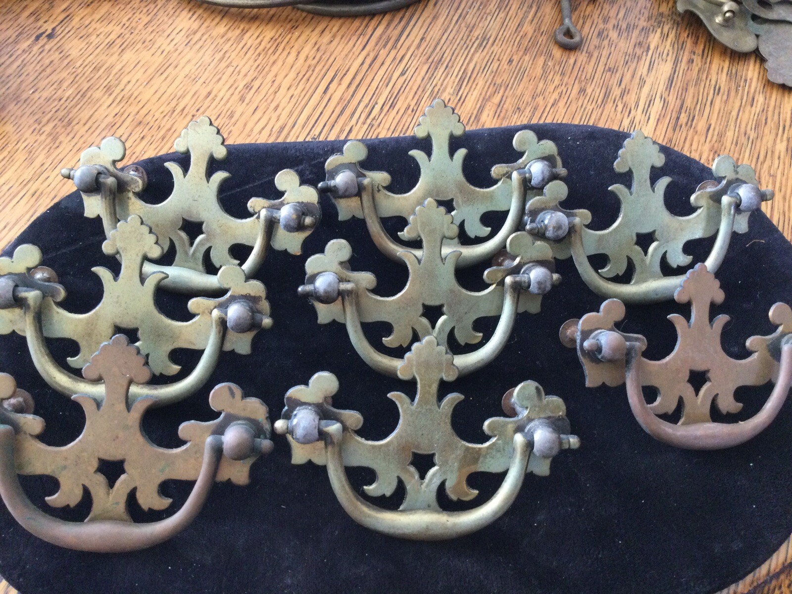 Set Of 8 Solid Brass Chippendale Pulls