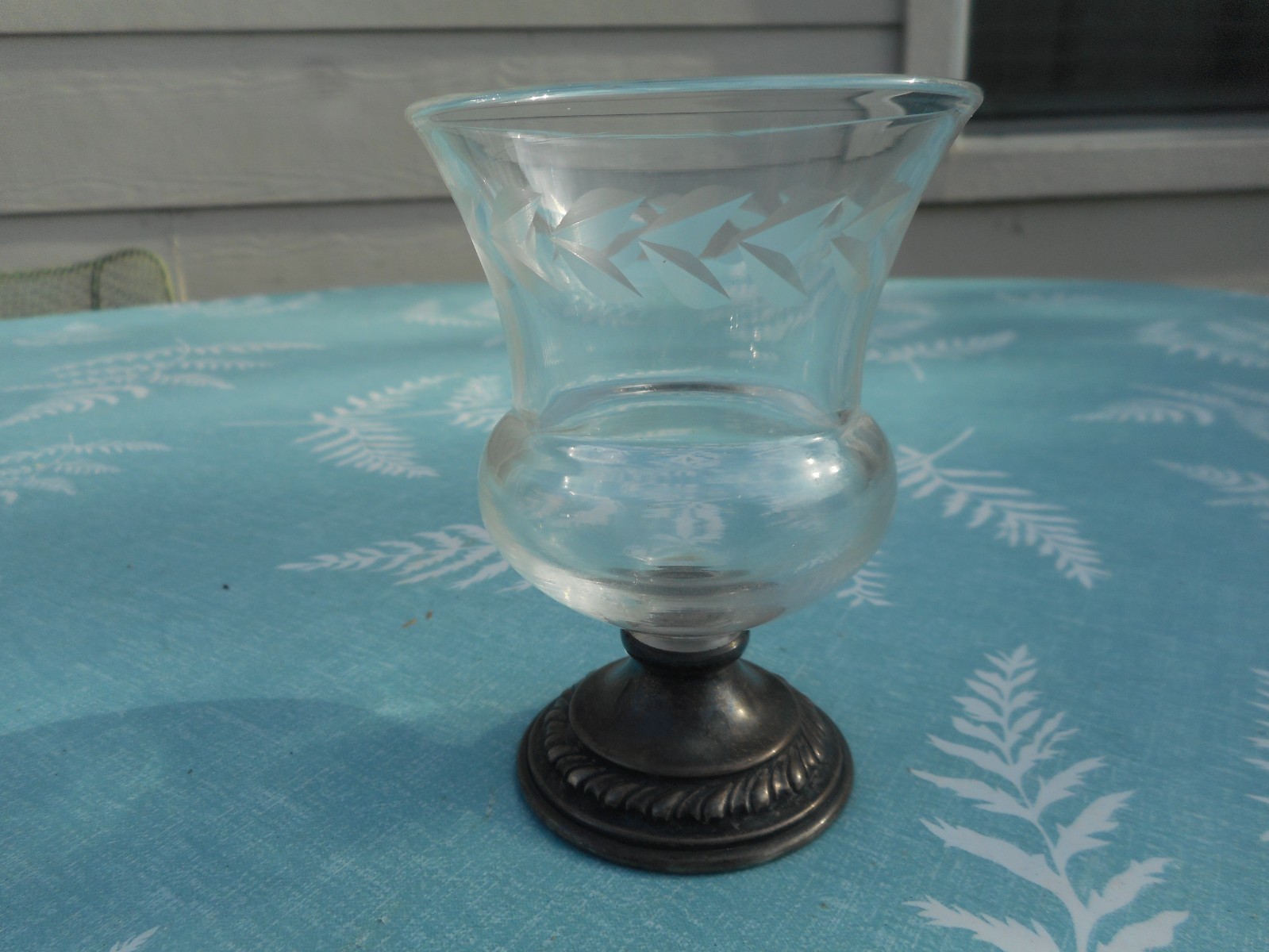 Antique Wallace #4684 Sterling Silver and Etched Glass Toothpick Holder