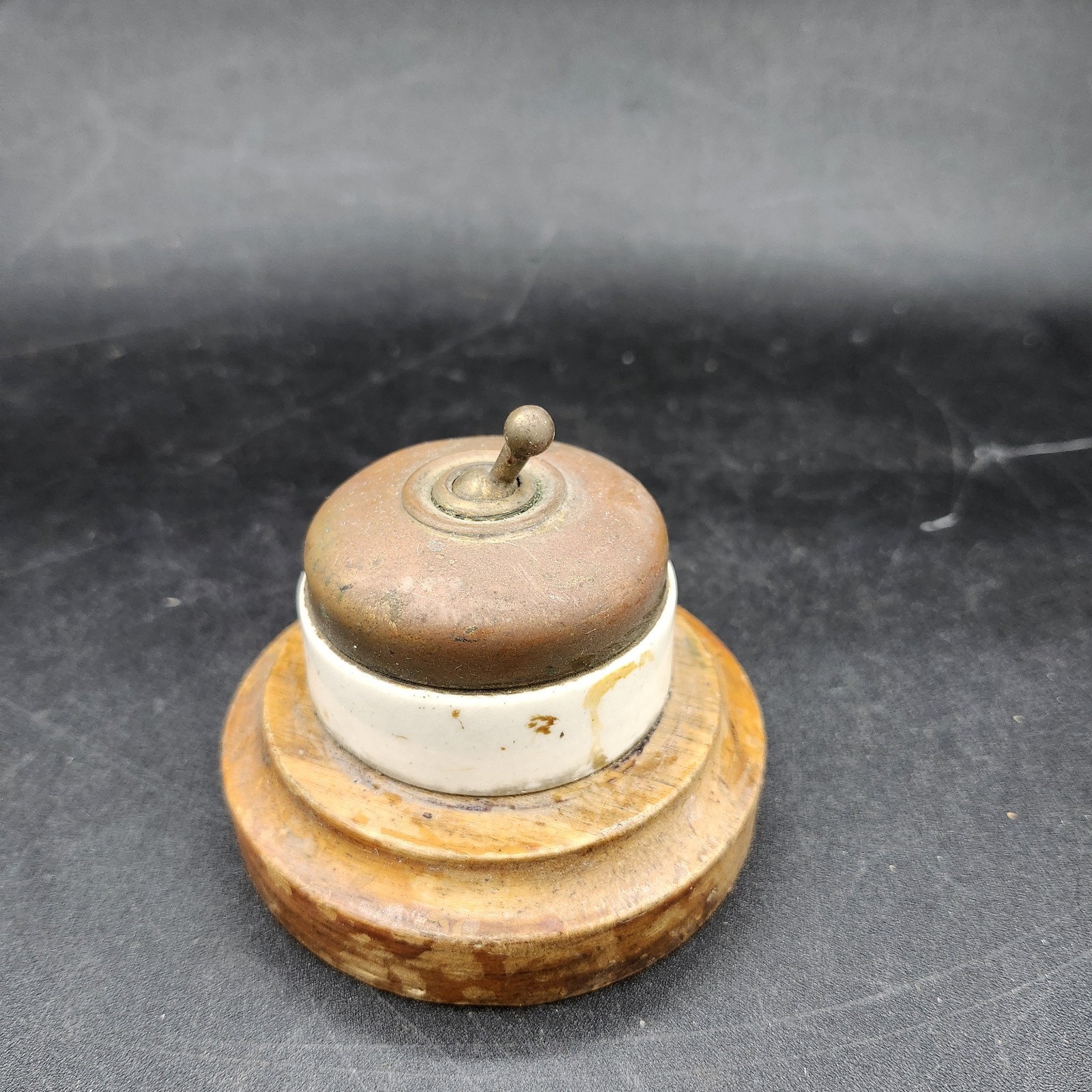 ANTIQUE Brass Ceramic Dolly Toggle Dome Light Switch 1 Way