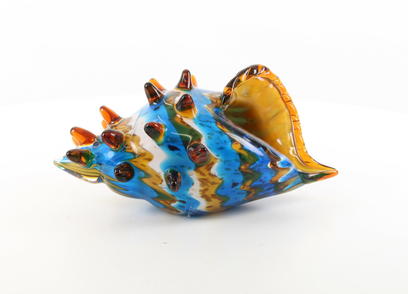 9973550-dss Glass Figure Muran. Style Muschelhorn 15x19x30cm New