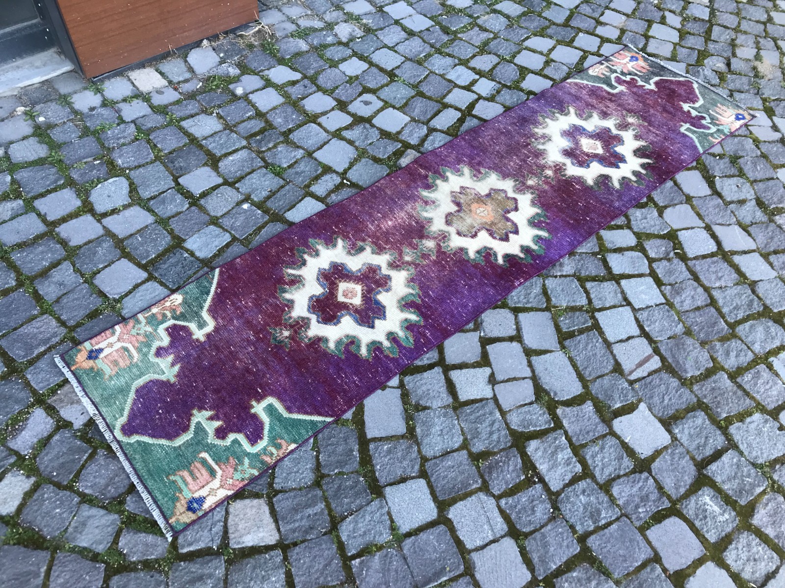 Turkish Vintage Rug Handmade Wool Rug Bohemian Runner Rug Home Rug 1,7 x 7,2 ft